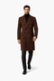 Mens Brown Fabric Double Breasted Overcoat