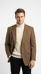 Mens Brown Houndstooth Blazer – Classic British Style 2 Button Checkered Texture Sport Coat for Fall, Winter Khaki Tan