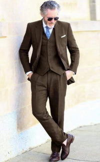 Linen Suit - Mens Summer Suits Brown Linen Color - Beach Wedding