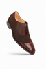 Brown Ostrich and English Suede Gored Slip On Dress Shoes for men By Mezlan Made In Spain Brand