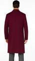 Men's Burgundy Double Breasted Overcoat - Maroon Peacoat - Three Quarter Wool And Cashmere Coat