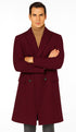 Men's Burgundy Double Breasted Overcoat - Maroon Peacoat - Three Quarter Wool And Cashmere Coat