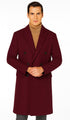 Men's Burgundy Double Breasted Overcoat - Maroon Peacoat - Three Quarter Wool And Cashmere Coat