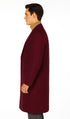 Men's Burgundy Double Breasted Overcoat - Maroon Peacoat - Three Quarter Wool And Cashmere Coat