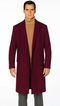 Men's Burgundy Double Breasted Overcoat - Maroon Peacoat - Three Quarter Wool And Cashmere Coat