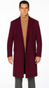 Men's Burgundy Double Breasted Overcoat - Maroon Peacoat - Three Quarter Wool And Cashmere Coat