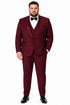 Mens One Button Satin Trim Shawl Tuxedo in Burgundy Wool