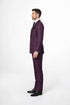 Men's Burgundy Plaid Double-Breasted Suit – Classic Windowpane Formal Two-Piece Suit By Rossiman