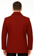 Men's Burgundy Six Button Double Breasted Priced Mens Wool Peacoat Jacket