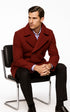 Men's Burgundy Six Button Double Breasted Priced Mens Wool Peacoat Jacket