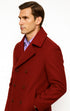 Men's Burgundy Six Button Double Breasted Priced Mens Wool Peacoat Jacket