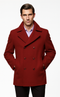 Men's Burgundy Six Button Double Breasted Priced Mens Wool Peacoat Jacket