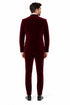 EJ Samuel Men's Burgundy Modern Fit Velvet Tuxedo with Gold Sequin Lapel