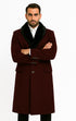 Mens Burgundy Wine Maroon Big And Tall Notch Lapel Overcoat
