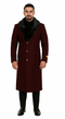 Mens Burgundy Wine Maroon Big And Tall Notch Lapel Overcoat