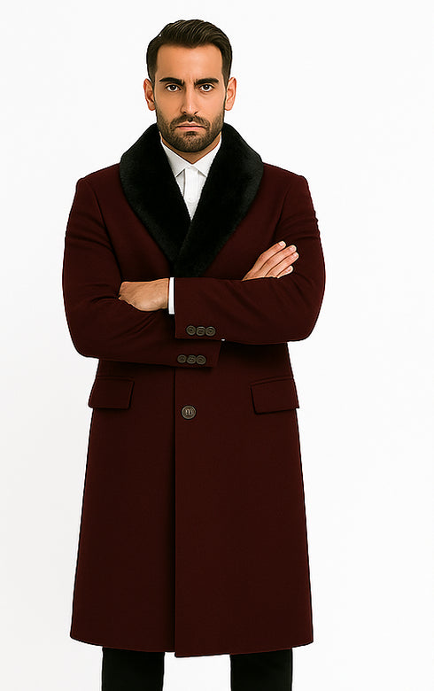 Mens Burgundy ~ Wine ~ Maroon Big And Tall Trench Coat Overcoat