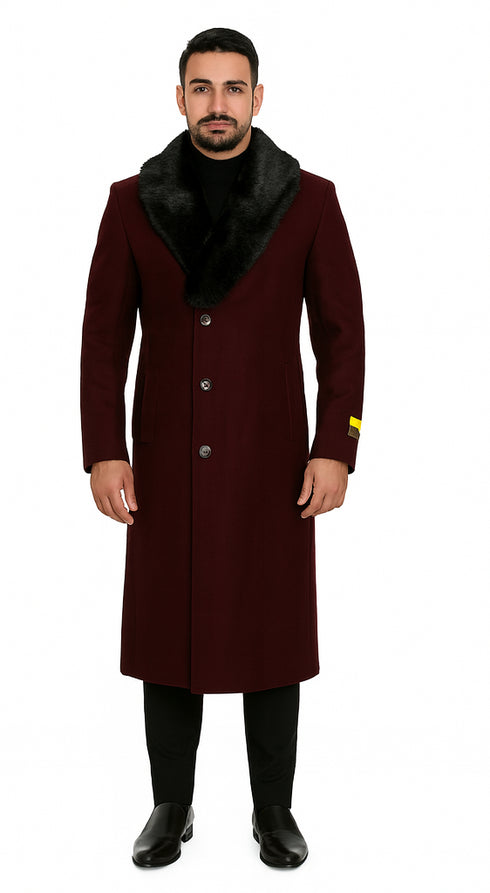 Mens Burgundy ~ Wine ~ Maroon Big And Tall Trench Coat Overcoat