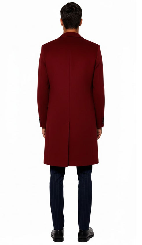Mens Burgundy Wine Maroon Double Breasted Overcoats