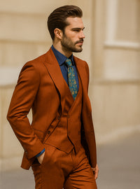 Men’s Orange Slim Fit Suit – Trendy Formal & Business Wear