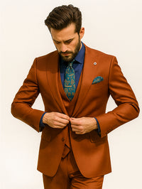 Men’s Orange Slim Fit Suit – Trendy Formal & Business Wear