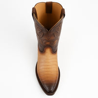 Men's King Exotic Snip Toe Caiman Belly Boots Handcrafted Burnished Oryx (494RD8215)