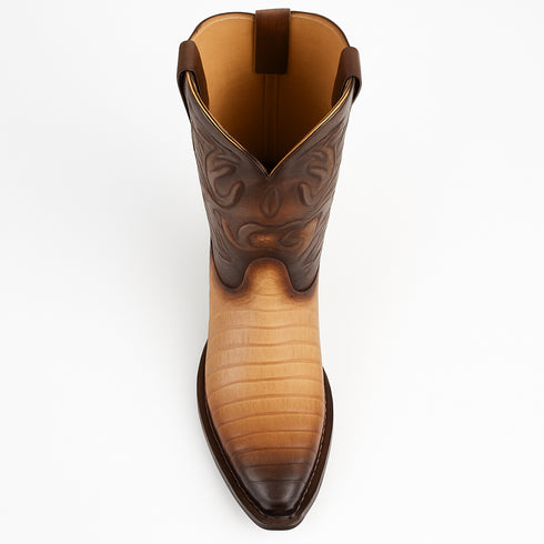 Men's King Exotic Snip Toe Caiman Belly Boots Handcrafted Burnished Oryx (494RD8215)