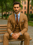 Men’s Brown Groom Suit with Vest and Pocket Square – Formal Style