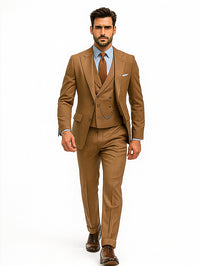 Men’s Brown Groom Suit with Vest and Pocket Square – Formal Style
