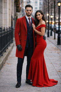 Mens Overcoat - Topcoat For Men - Winter Fabric - Buttons Closure men's Car Coat Wedding Red Prom Suit - Mens Overcoat
