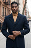 Men's Navy Full Length Belted Overcoat Porter