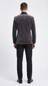 Mens Charcoal Gray Velvet Tuxedo Suit – Luxury Formal Wedding Suit with Black Shawl Lapel for Prom, Party Black Pants