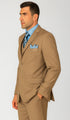 Mens Classic 3 Button Vested Dress Suit in Tan