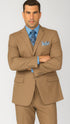 Mens Classic 3 Button Vested Dress Suit in Tan