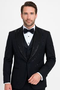 Black Italian Wool 3-Piece Modern Fit Tuxedo