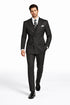 Mens Classic Double Breasted Poplin Suit In Black