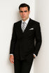 Mens Classic Wool Double Breasted Suit in Black