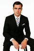 Mens Classic Wool Double Breasted Suit in Black