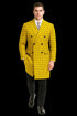 Mens Plaid Overcoat - Wool Peacoat - Plaid Topcoats Yellow