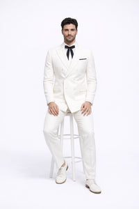 Mens Colonel Sanders KFC White Double Breasted Suit Costume
