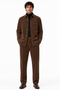Men's Corduroy Shirt and Pants Walking Suit in Winter Cotton Fabric Casual in Color Brown leisure Style