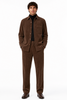 Men's Corduroy Shirt and Pants Walking Suit in Winter Cotton Fabric Casual in Color Brown leisure Style