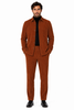 Men's Corduroy Shirt and Pants Walking Suit in Winter Cotton Fabric Casual in Color Burnt Orange Light Rust leisure Style