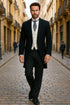 Cutaway Tuxedo - Black Peak Lapel Long Suit Perfect For Wedding or Musicians