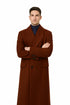 Mens Dark Brown full length wool overcoat -Full length Mens Topcoat - Full length coat