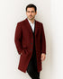 Mens Dark Burgundy Full Length Wool Overcoat-Topcoat