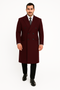 Mens Dark Burgundy Full Length Wool Overcoat-Topcoat