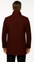 Mens Dark Burgundy Peacoat Slim Fit Fitted Wool Peacoat