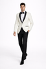 Mens Designer Ivory & Black Traditional Shawl Dinner Jacket