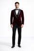 Mens Designer Velvet Dinner Jacket in Burgundy