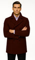 Men's Designer Wool Peacoat Sale Available Fabric Double Breasted Style Coat In Dark Burgundy